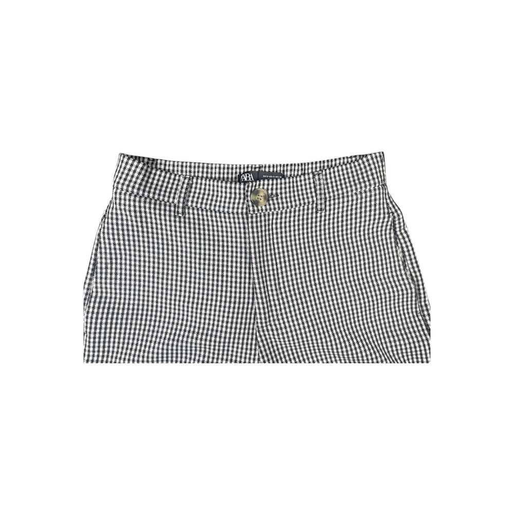 Zara Houndstooth High Waist Wide Leg Pants Black Ecru- Small - Picture 4 of 5